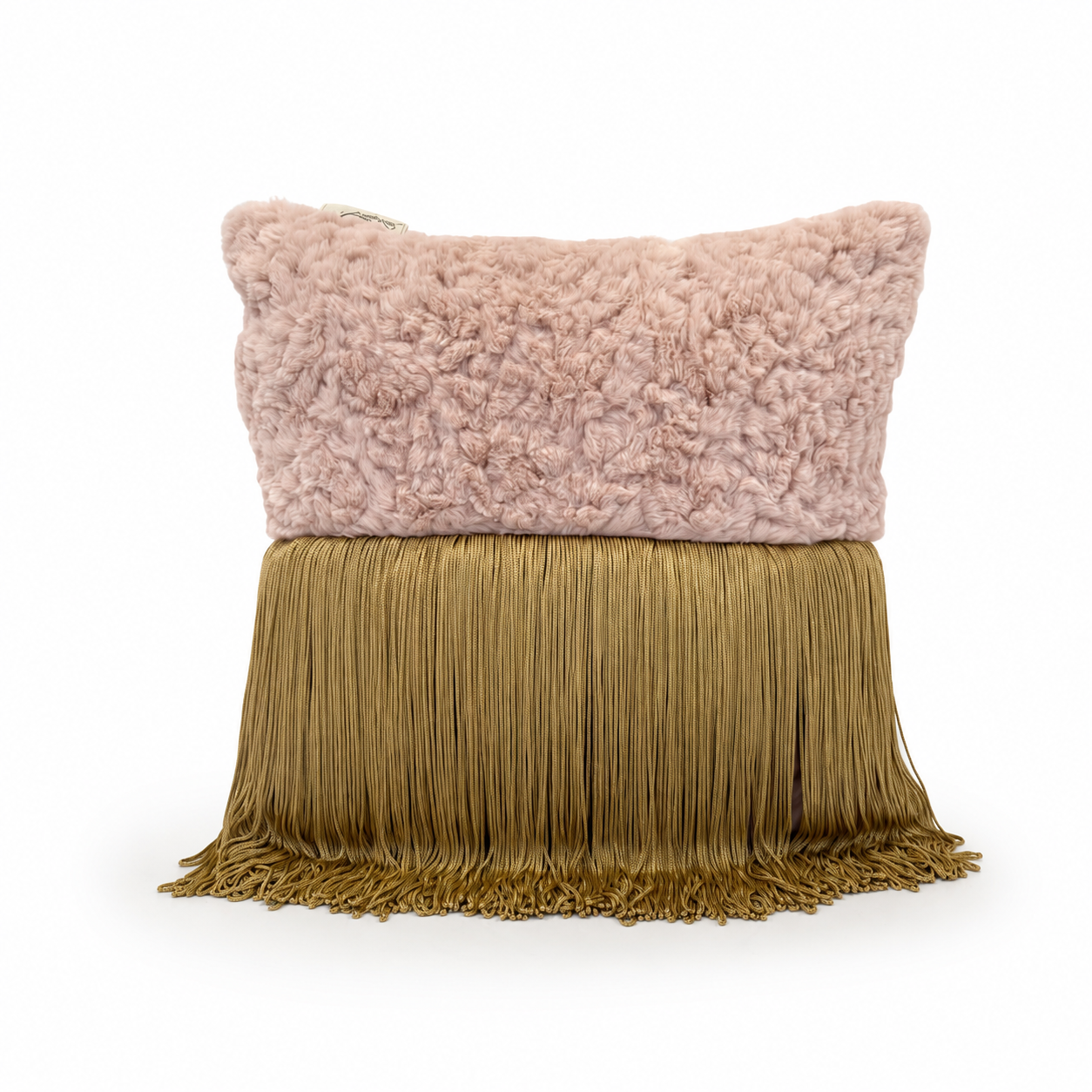 Cojín Pelo Rosa con Flecos