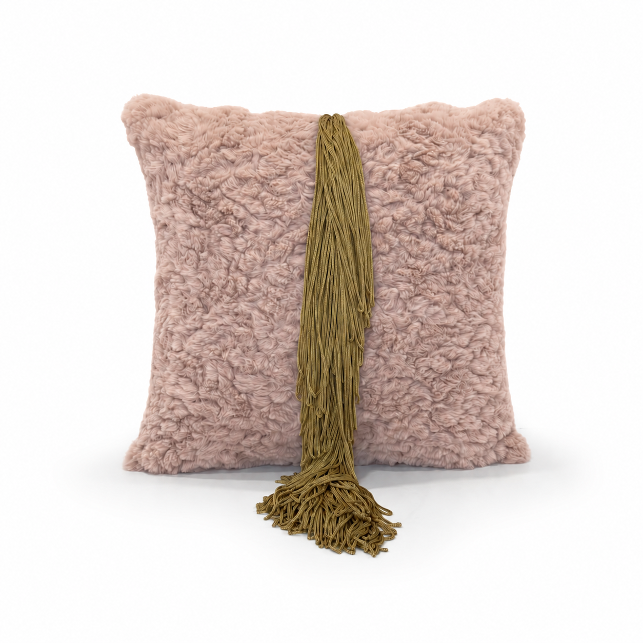 Cojín Pelo Rosa con Flecos