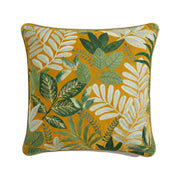 Cojín Motivos Botánicos Bordados Mostaza
