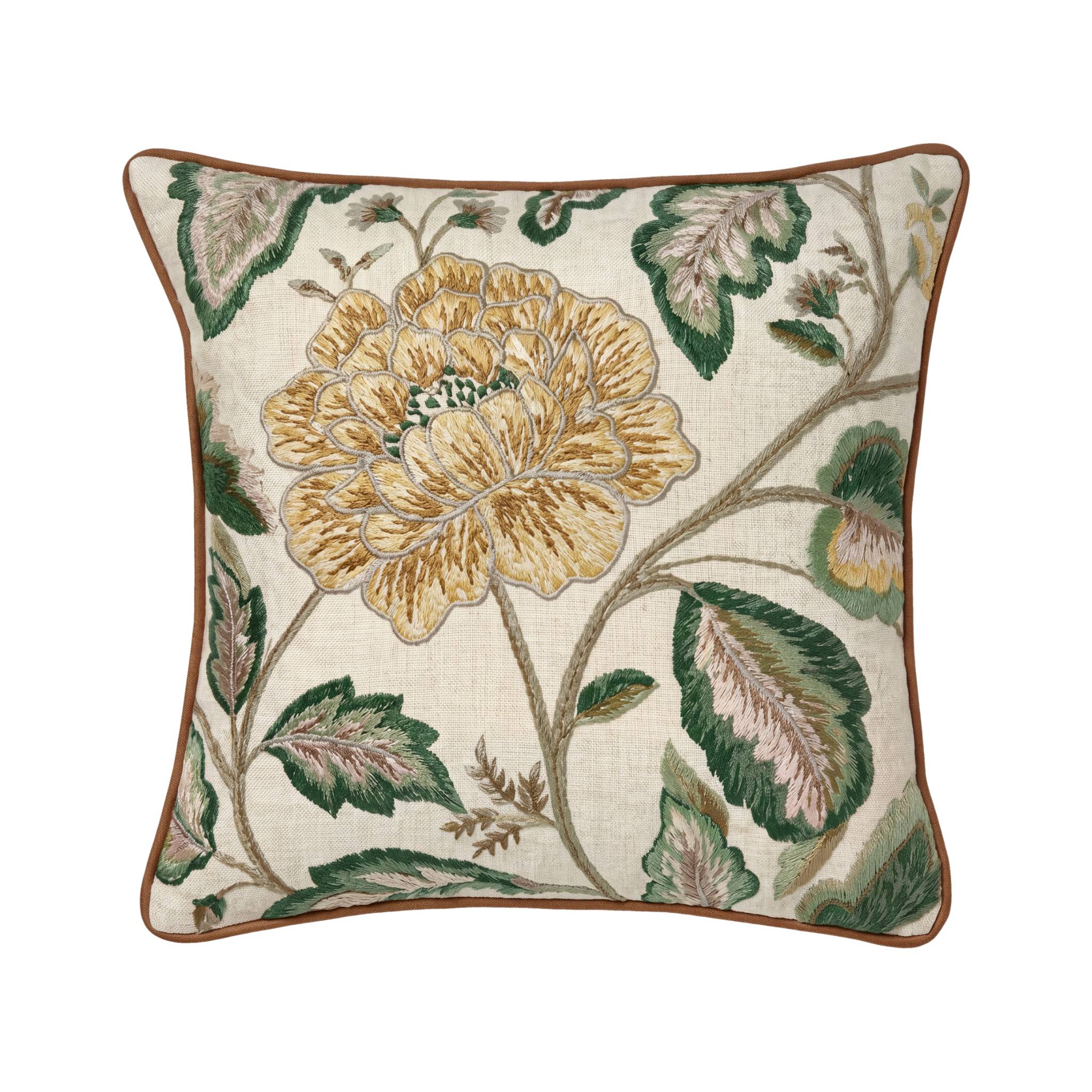 Cojín Motivos Botánicos Bordados Beig