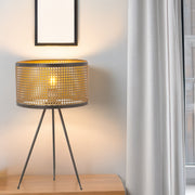 Lámpara Mesa Metal Calado Dorado