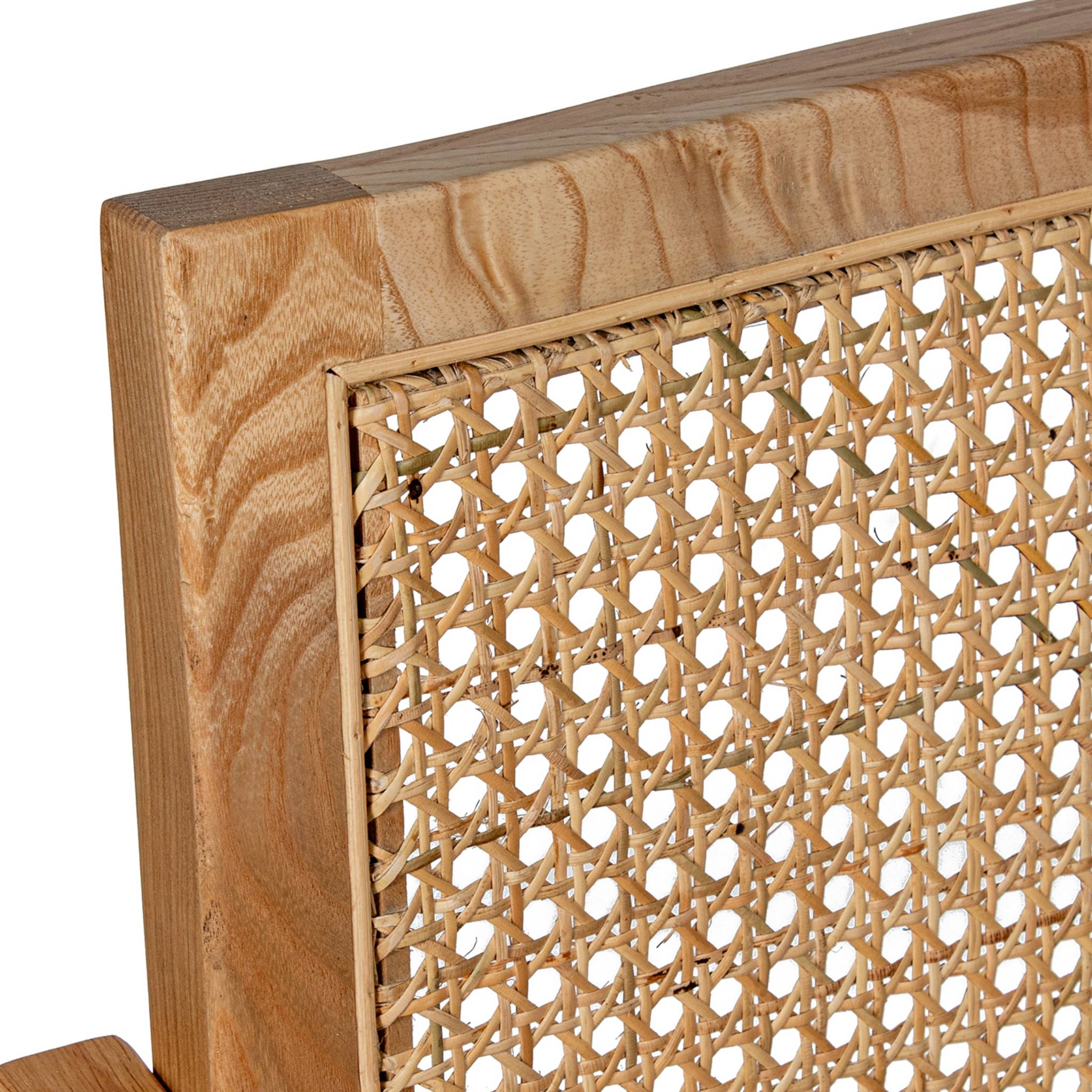 Silla con Brazos Madera y Ratán Natural