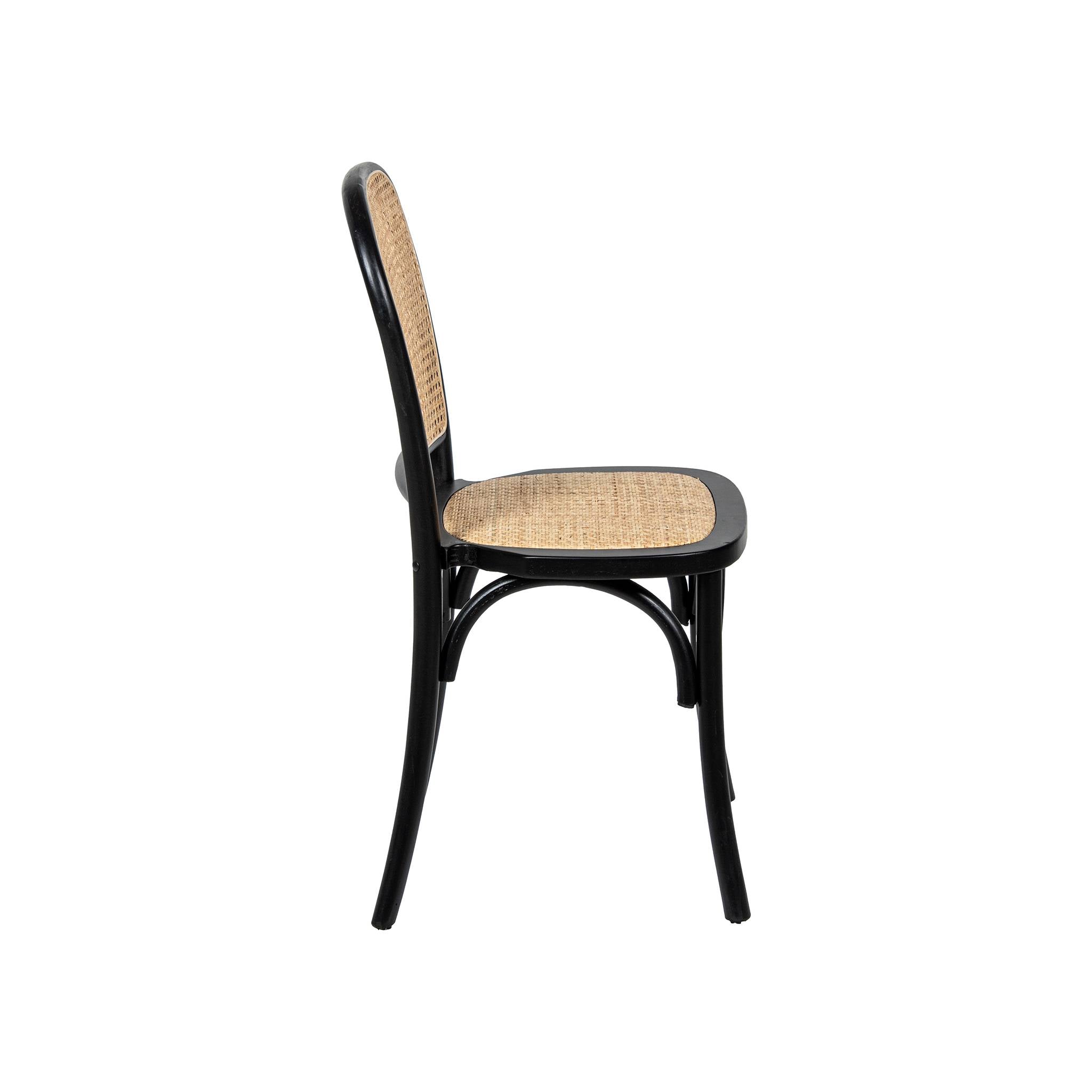 Silla Negra Madera y Ratán Natural