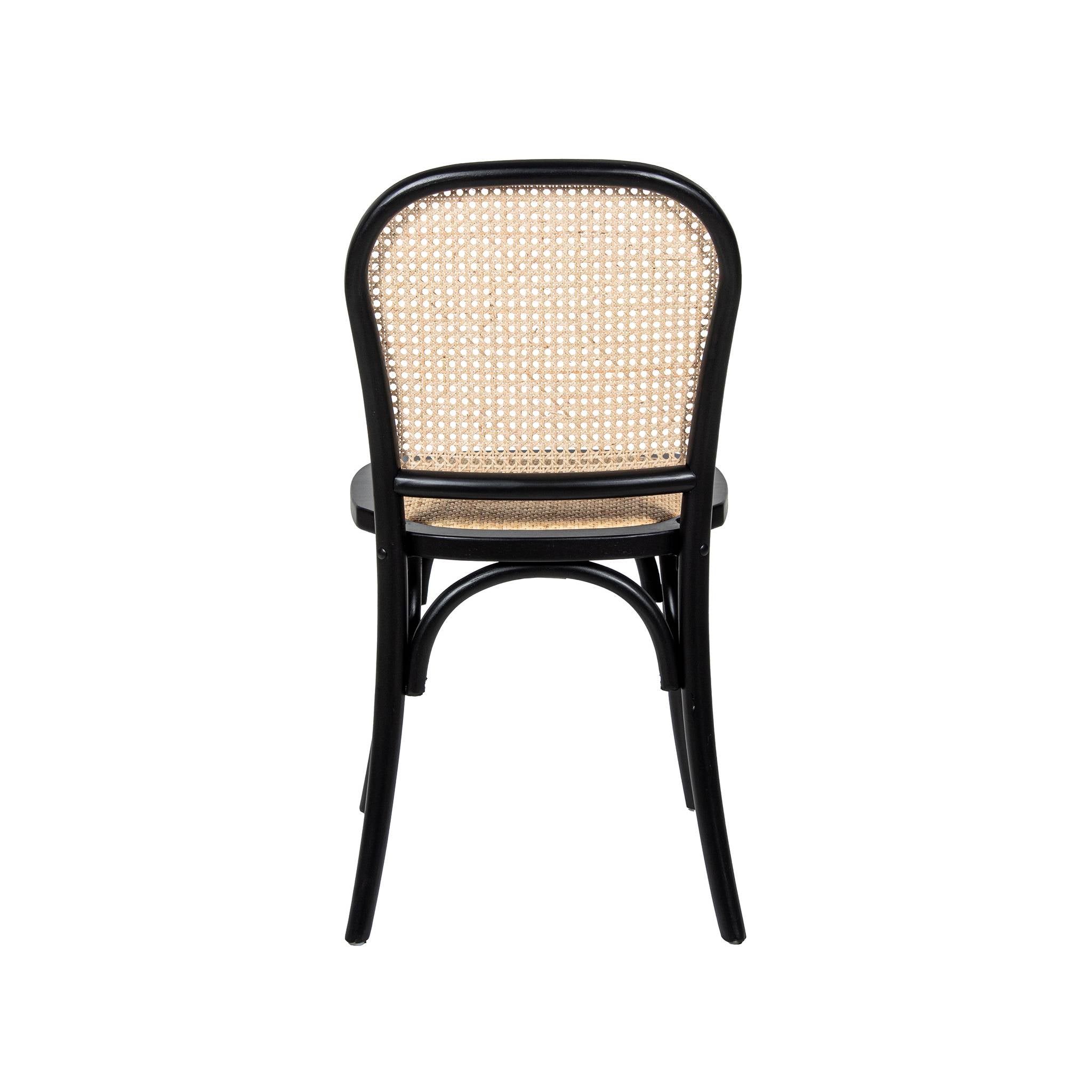 Silla Negra Madera y Ratán Natural