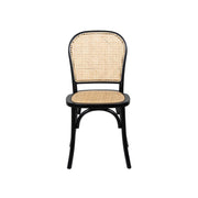 Silla Negra Madera y Ratán Natural