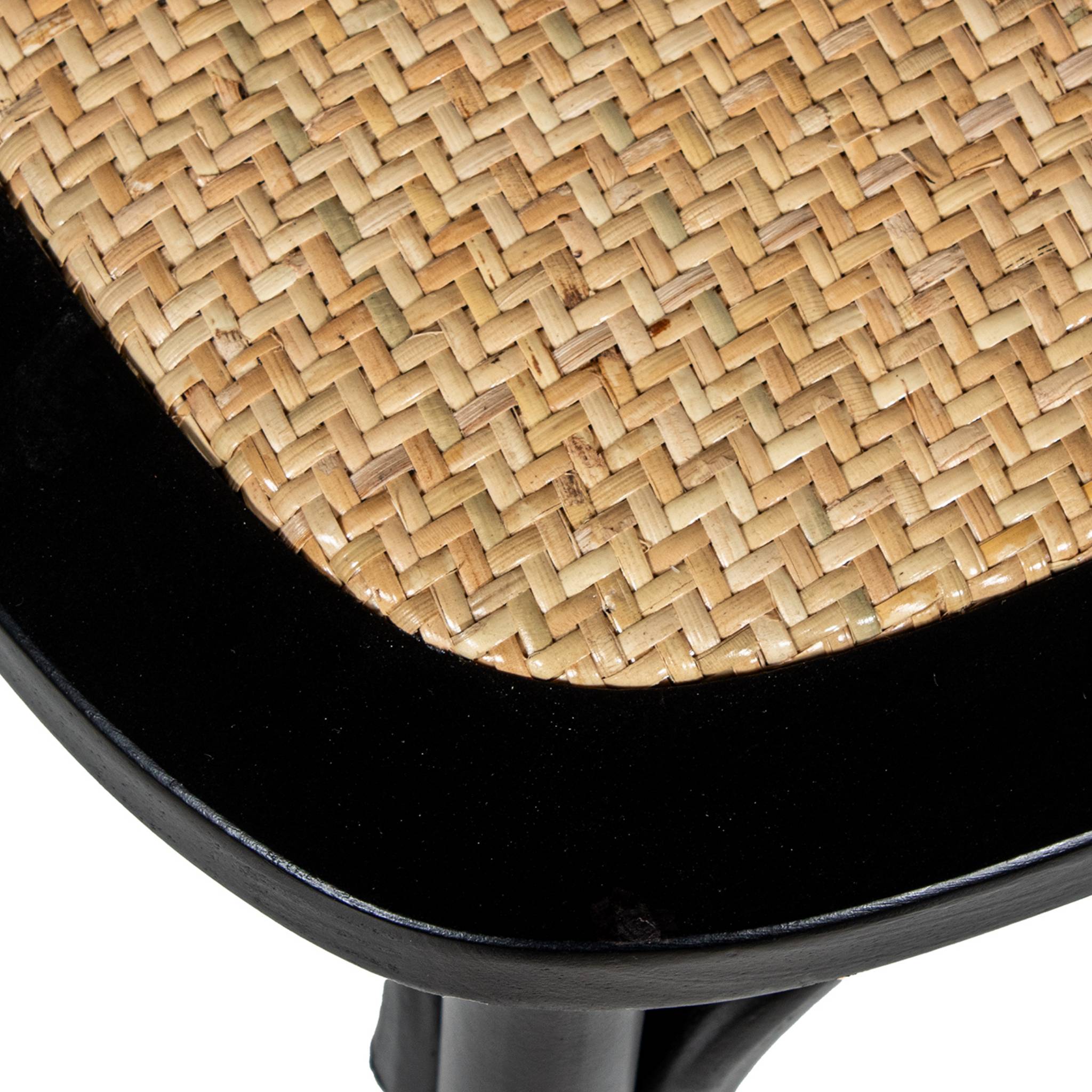 Silla Negra Madera y Ratán Natural