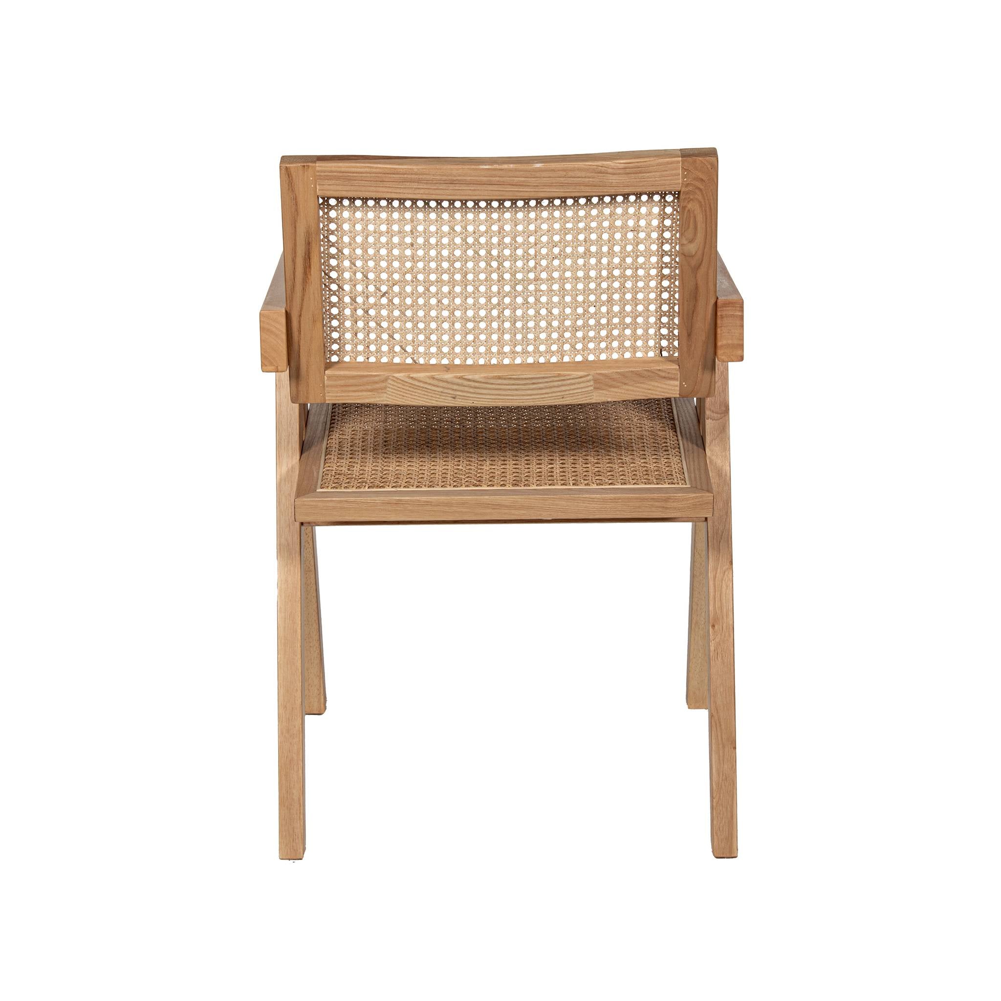 Silla con Brazos Madera y Ratán Natural