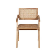 Silla con Brazos Madera y Ratán Natural