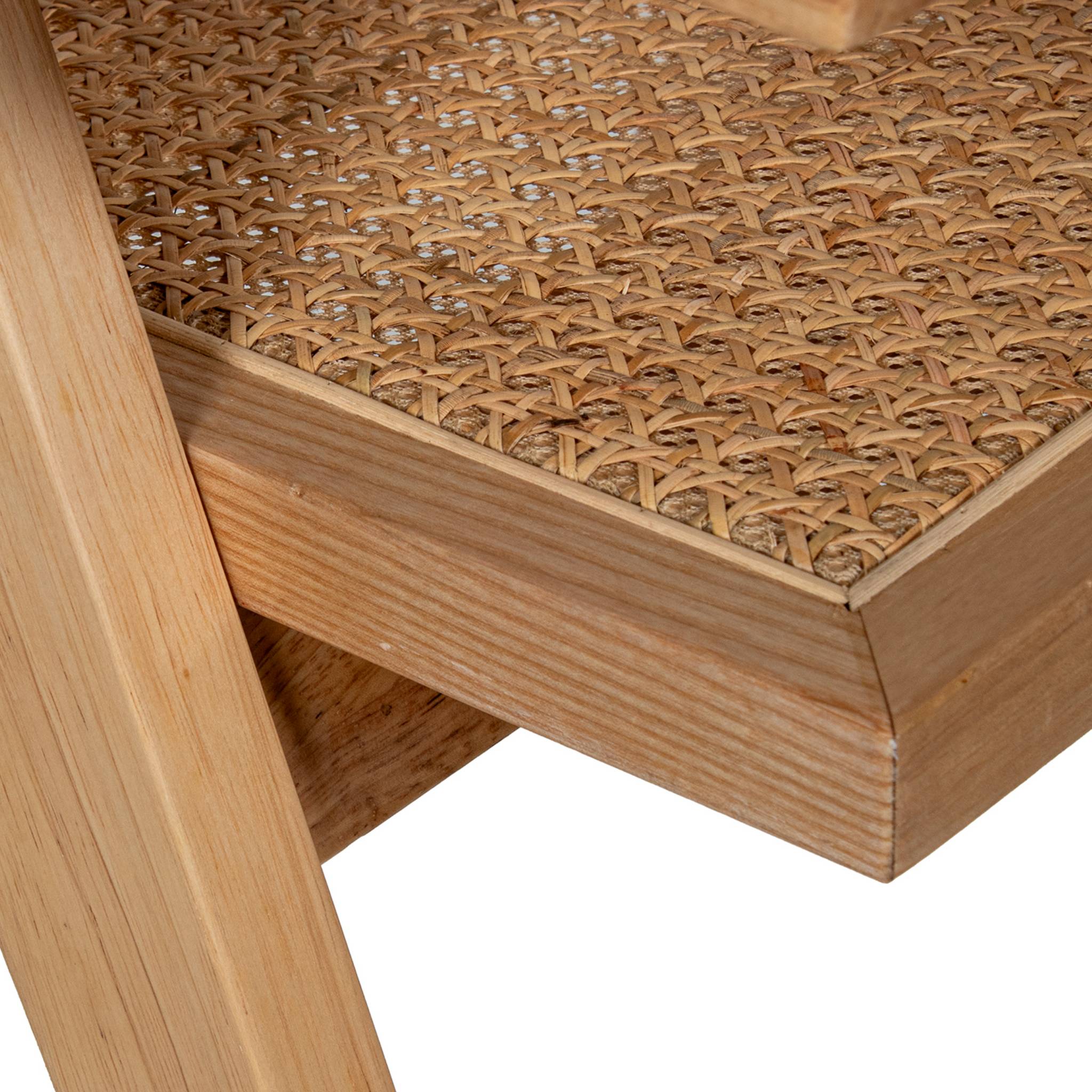 Silla con Brazos Madera y Ratán Natural