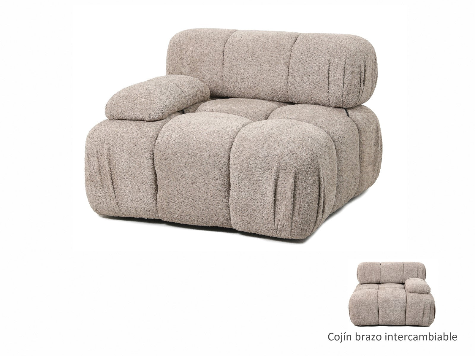 Módulo de Sofá Bouclé Topo Completo