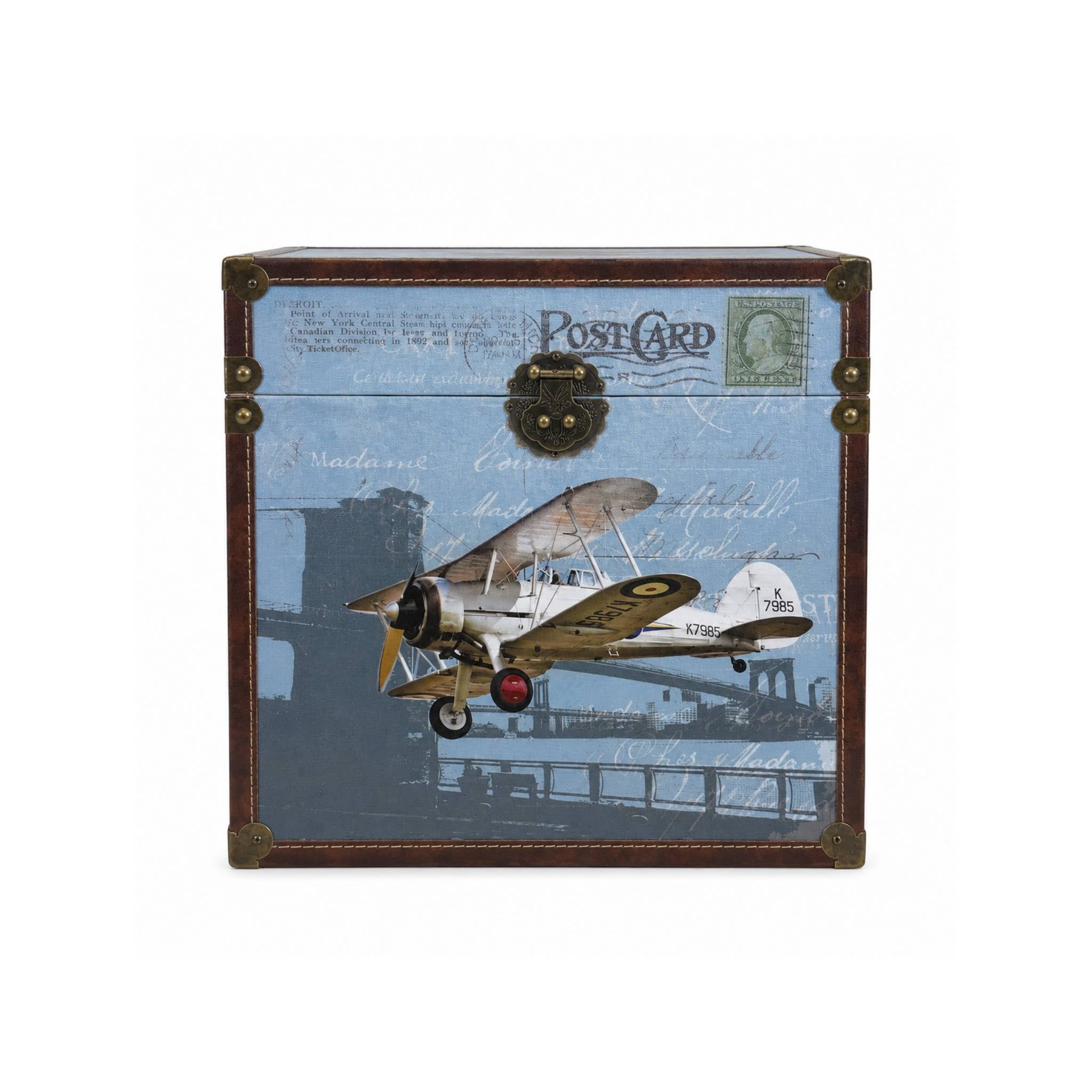 Baúl Infantil Ilustración Avioneta Vintage