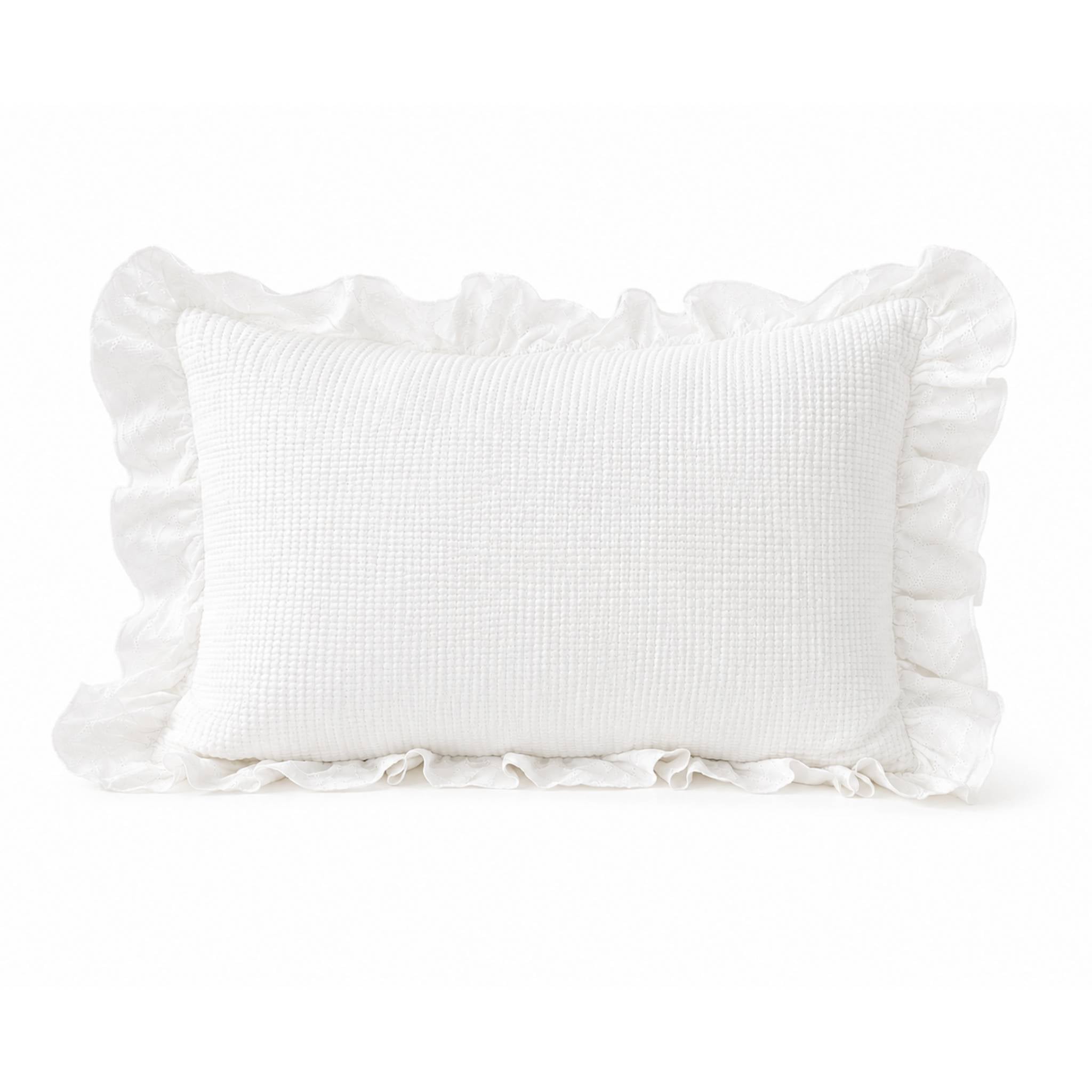 Funda de Cojín Volante Blanca